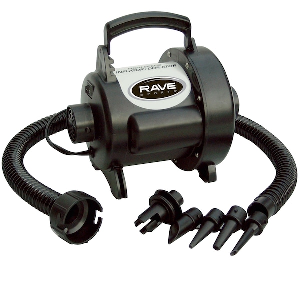 Rave Sports High Speed Inflator/Deflator, 3 Max PSI, 120VAC, 60Hz, 917W, 7.0 Amps, 36-inch Hose, 4 Adapters 01083 - main